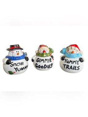 Holiday Snowman Treat Jar Set - White, Blue, Red